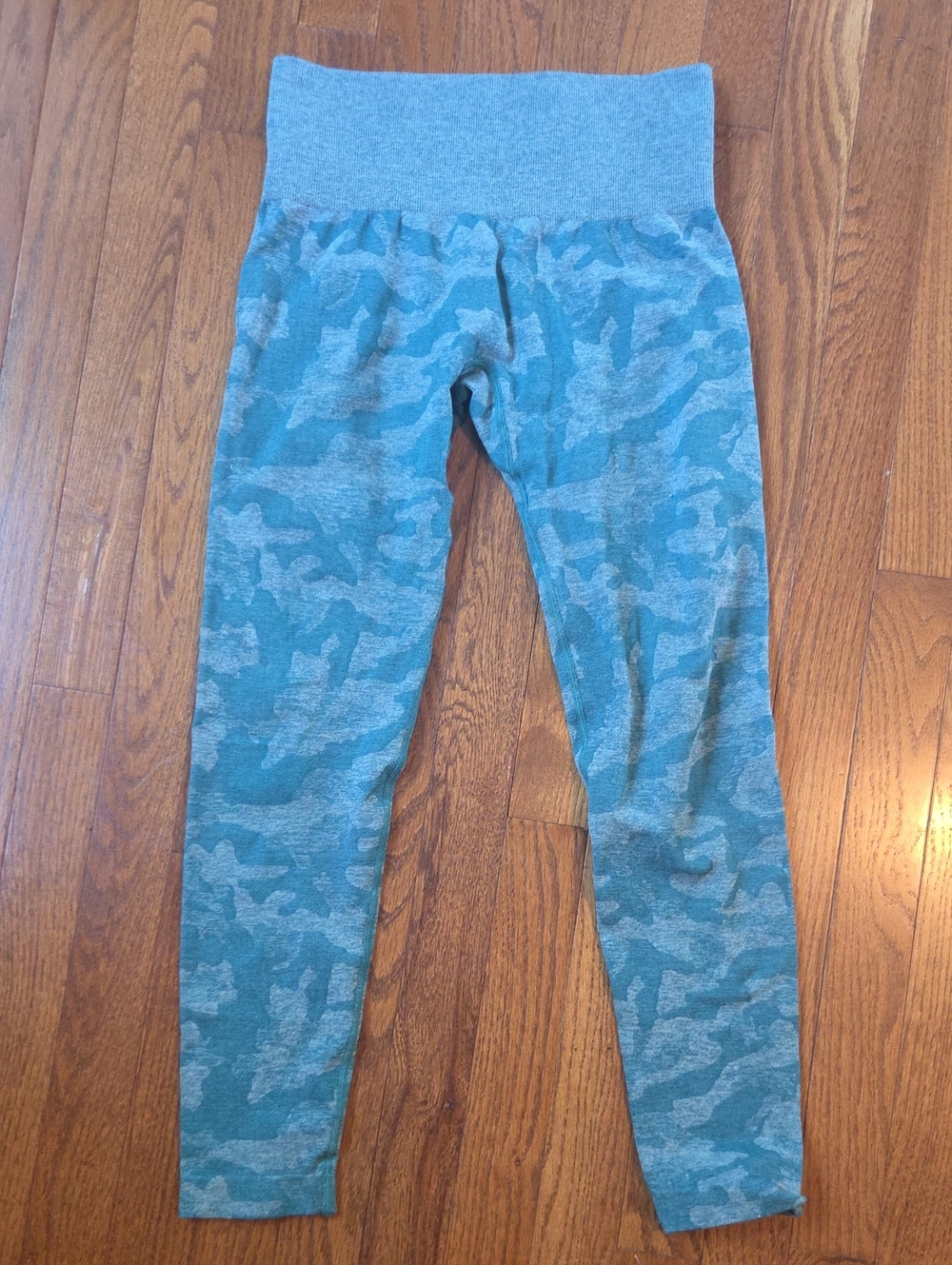 NVGTN Teal Camo Fold-Over Waist Leggings